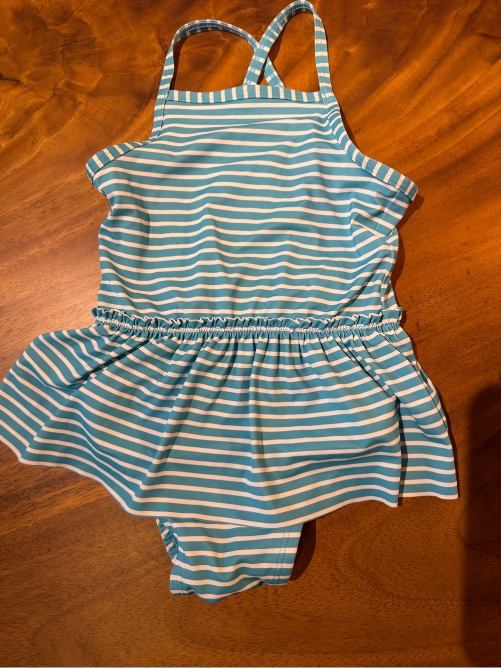 Hanna Andersson Blue and White Striped Kids One-Piece Swimsuit